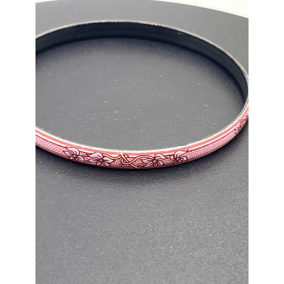 Michaela Frey Team Vintage Pink Mauve Flowers Austria Enameled Bangle Bracelet - Picture 5 of 7